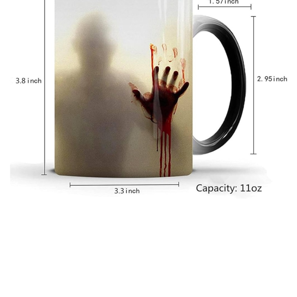 NIB Black and White Horror-Themed Mug